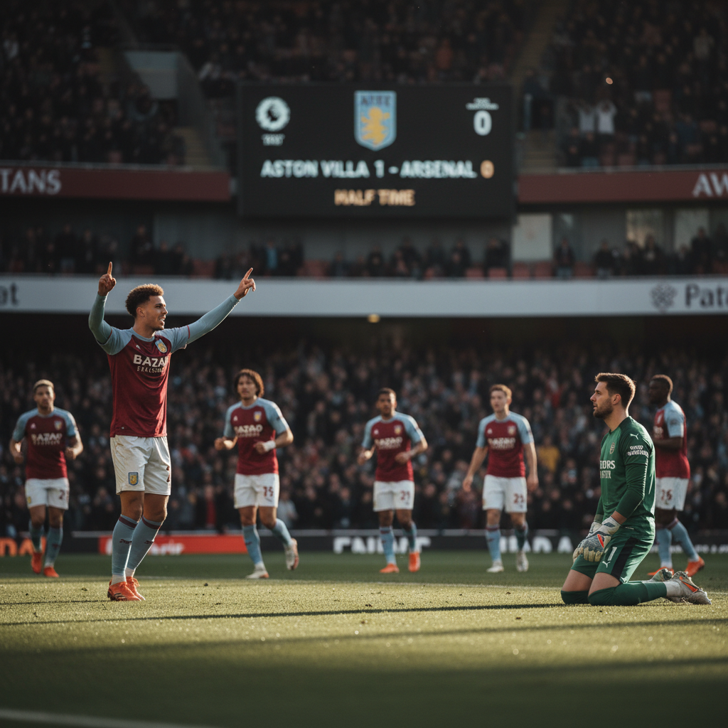 Aston Villa Unggul 1-0 dari Arsenal di Paruh Pertama